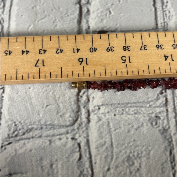 Stone Chip 16 in Necklace Garnet Gold tone Barrel Clasp Vintage - Picture 9 of 9